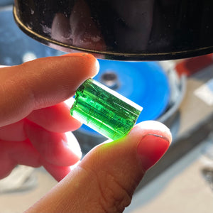 green tourmaline crystal cabbing rough gemstone brazil