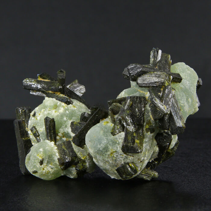 Prehnite and raw epidote crystal specimen